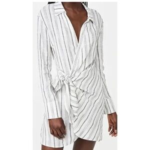 L*Space Daydream Tunic Dress Summer Nights Stripe XS White Gray Cotton Space